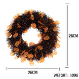 Maxbell Skull Front Door Wreath Halloween Hanging for Cocktail Decor Orange