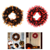 Maxbell Skull Front Door Wreath Halloween Hanging for Cocktail Decor Orange