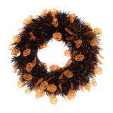 Maxbell Skull Front Door Wreath Halloween Hanging for Cocktail Decor Orange