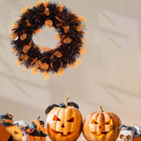 Maxbell Skull Front Door Wreath Halloween Hanging for Cocktail Decor Orange