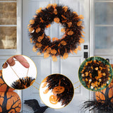 Maxbell Skull Front Door Wreath Halloween Hanging for Cocktail Decor Orange