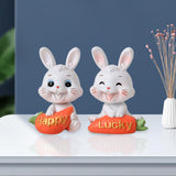 Maxbell 2Pcs Lovely Carrot Figurines Car Dashboard Couples Statues Rabbit
