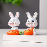 Maxbell 2Pcs Lovely Carrot Figurines Car Dashboard Couples Statues Rabbit