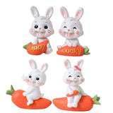 Maxbell 2Pcs Lovely Carrot Figurines Car Dashboard Couples Statues Rabbit