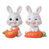 Maxbell 2Pcs Lovely Carrot Figurines Car Dashboard Couples Statues Rabbit