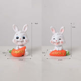 Maxbell 2Pcs Lovely Carrot Figurines Car Dashboard Couples Statues Rabbit