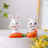 Maxbell 2Pcs Lovely Carrot Figurines Car Dashboard Couples Statues Rabbit