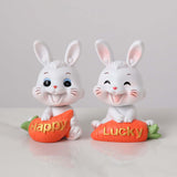 Maxbell 2Pcs Lovely Carrot Figurines Car Dashboard Couples Statues Rabbit