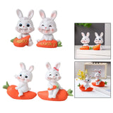 Maxbell 2Pcs Lovely Carrot Figurines Car Dashboard Couples Statues Rabbit