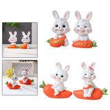 Maxbell 2Pcs Lovely Carrot Figurines Car Dashboard Couples Statues Rabbit