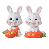 Maxbell 2Pcs Lovely Carrot Figurines Car Dashboard Couples Statues Rabbit