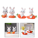 Maxbell 2Pcs Lovely Carrot Figurines Car Dashboard Couples Statues Rabbit