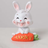 Maxbell 2Pcs Lovely Carrot Figurines Car Dashboard Couples Statues Rabbit