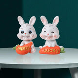 Maxbell 2Pcs Lovely Carrot Figurines Car Dashboard Couples Statues Rabbit