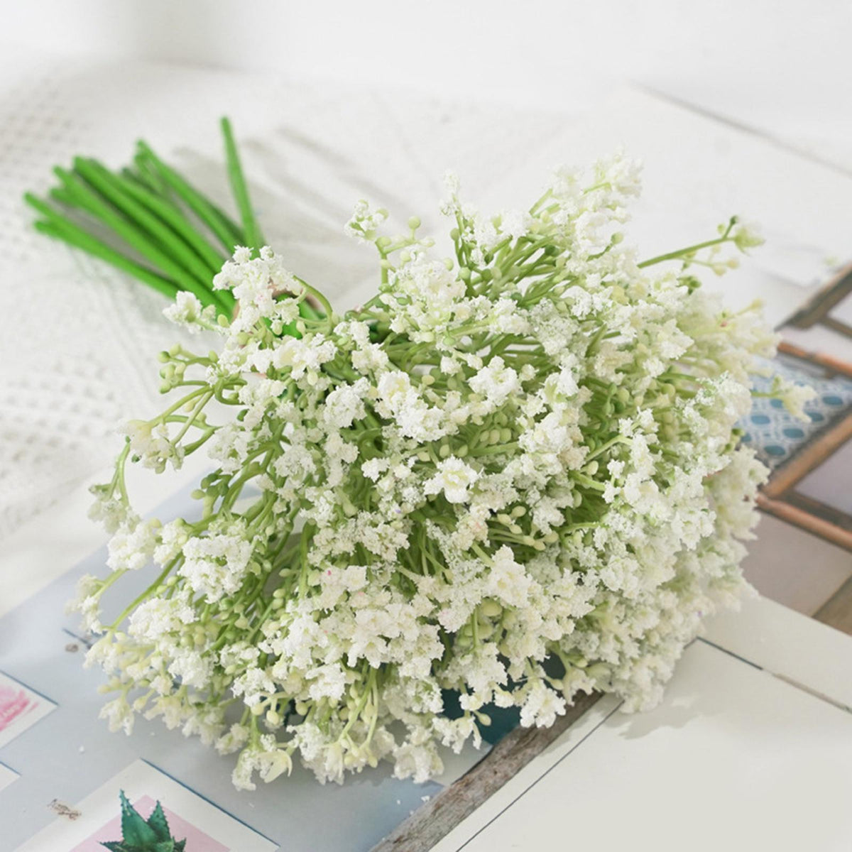 Maxbell Gypsophila Bouquets Artificial Flowers Silk Flowers for Wedding Hotel Bridal White