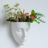 Maxbell Creative Planter Decoration Wall Mounted Face Flower Pot for Outdoor Indoor White