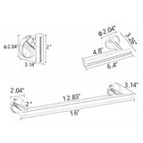 Maxbell 3 Pieces Bathroom Hardware Accessories Set Towel Hook 16" Towel Bar Black