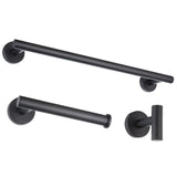 Maxbell 3 Pieces Bathroom Hardware Accessories Set Towel Hook 16" Towel Bar Black