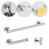 Maxbell 3 Pieces Bathroom Hardware Accessories Set Towel Hook 16" Towel Bar Silver