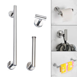 Maxbell 3 Pieces Bathroom Hardware Accessories Set Towel Hook 16" Towel Bar Silver