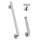 Maxbell 3 Pieces Bathroom Hardware Accessories Set Towel Hook 16" Towel Bar Silver