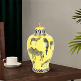 Maxbell Ceramic Ginger Jar Glazed Porcelain Storage Jar for Desktop Decoration S