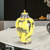 Maxbell Ceramic Ginger Jar Glazed Porcelain Storage Jar for Desktop Decoration S