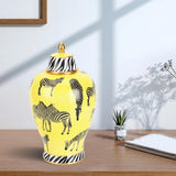 Maxbell Ceramic Ginger Jar Glazed Porcelain Storage Jar for Desktop Decoration S