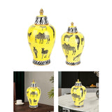 Maxbell Ceramic Ginger Jar Glazed Porcelain Storage Jar for Desktop Decoration L