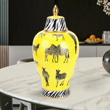 Maxbell Ceramic Ginger Jar Glazed Porcelain Storage Jar for Desktop Decoration L