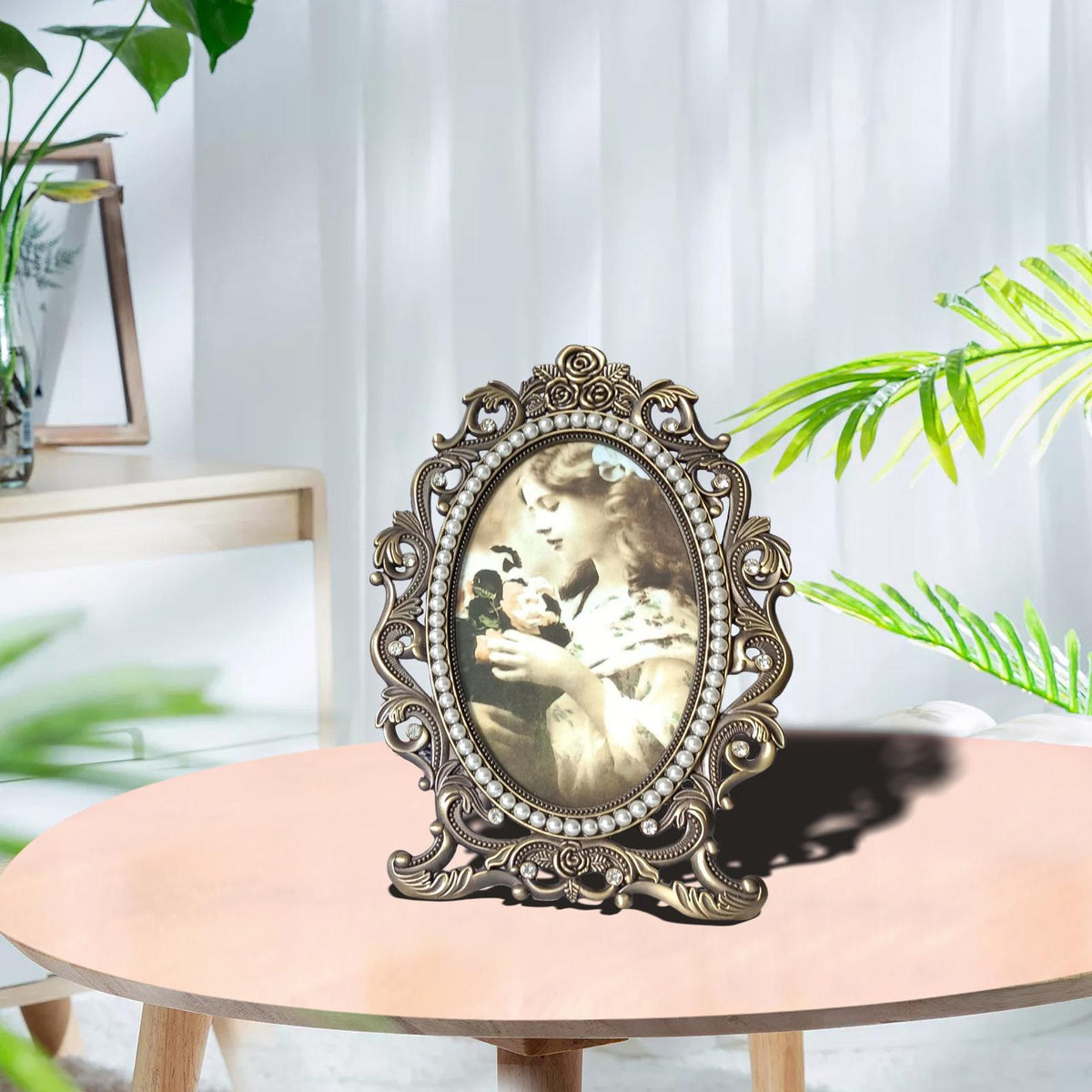Maxbell Luxury Antique Photo Frames with Pearls Deluxe floral Decoration 6inches
