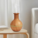 Maxbell Round Diffuser Silent 130ml with LED Colorful Light Cool Mist Humidifier Wood Grain