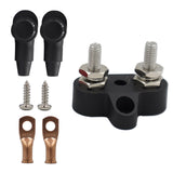 Maxbell Battery Terminal Block M6 Stainless Steel Heavy Duty for Car RV Truck Black 2x Studs