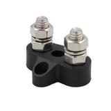 Maxbell Battery Terminal Block M6 Stainless Steel Heavy Duty for Car RV Truck Black 2x Studs