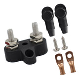 Maxbell Battery Terminal Block M6 Stainless Steel Heavy Duty for Car RV Truck Black 2x Studs