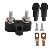 Maxbell Battery Terminal Block M6 Stainless Steel Heavy Duty for Car RV Truck Black 2x Studs