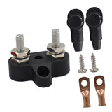 Maxbell Battery Terminal Block M6 Stainless Steel Heavy Duty for Car RV Truck Black 2x Studs