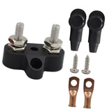 Maxbell Battery Terminal Block M6 Stainless Steel Heavy Duty for Car RV Truck Black 2x Studs