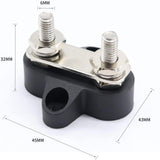 Maxbell Battery Terminal Block M6 Stainless Steel Heavy Duty for Car RV Truck Black 2x Studs