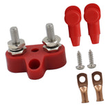 Maxbell Battery Terminal Block M6 Stainless Steel Heavy Duty for Car RV Truck Red 2x Studs