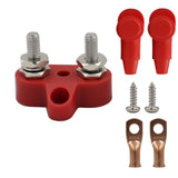 Maxbell Battery Terminal Block M6 Stainless Steel Heavy Duty for Car RV Truck Red 2x Studs