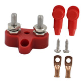 Maxbell Battery Terminal Block M6 Stainless Steel Heavy Duty for Car RV Truck Red 2x Studs