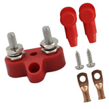 Maxbell Battery Terminal Block M6 Stainless Steel Heavy Duty for Car RV Truck Red 2x Studs