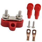 Maxbell Battery Terminal Block M6 Stainless Steel Heavy Duty for Car RV Truck Red 2x Studs Gasket