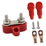 Maxbell Battery Terminal Block M6 Stainless Steel Heavy Duty for Car RV Truck Red 2x Studs Gasket