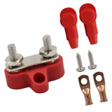 Maxbell Battery Terminal Block M6 Stainless Steel Heavy Duty for Car RV Truck Red 2x Studs Gasket