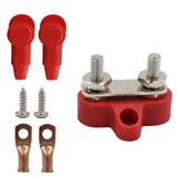 Maxbell Battery Terminal Block M6 Stainless Steel Heavy Duty for Car RV Truck Red 2x Studs Gasket