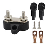 Maxbell Battery Terminal Block M6 Stainless Steel Heavy Duty for Car RV Truck Black 2xStuds Gasket
