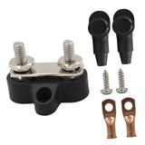 Maxbell Battery Terminal Block M6 Stainless Steel Heavy Duty for Car RV Truck Black 2xStuds Gasket