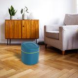 Maxbell Mini Desktop Trash Can Garbage Basket Dustbin Home Beside Tabletop Blue
